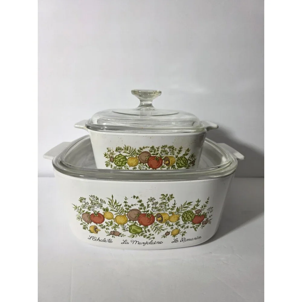Vtg Corning Ware Spice of Life Casserole Set 2-Pc w Lids A-5-B & A-1 1/2-B